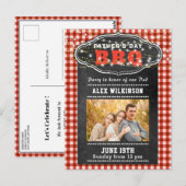 Vaderdag Foto Red Pset Chalkboard BBQ Party Briefkaart (Voorkant / Achterkant)