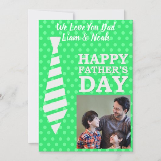 Vaderdag foto stropdas licht groene Stippen Kaart (Voorkant)