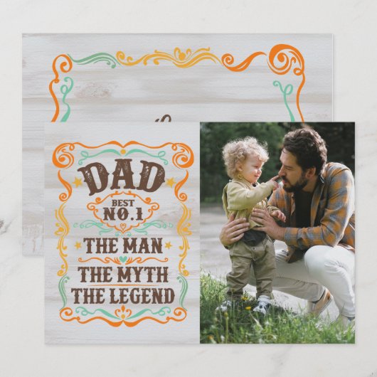 Vaderdag Foto van het Man The Myth the Legend Feestdagenkaart (Voorkant / Achterkant)