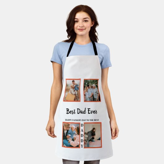 Vaderdag fotoafbeelding collage voor vader schort (Gedragen)