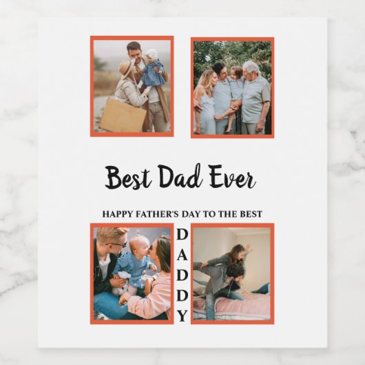 Vaderdag fotoafbeelding collage voor vader wijn etiket (Enkel label)