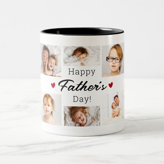 Vaderdag fotocollage tweekleurige koffiemok