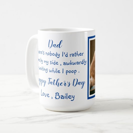 Vaderdag - Funny Dog Dad - Pet Photo Hondenhumor Koffiemok (Voorkant links)