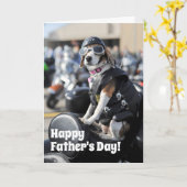 Vaderdag Funny Dog op de fiets Kaart (Gele Bloem)