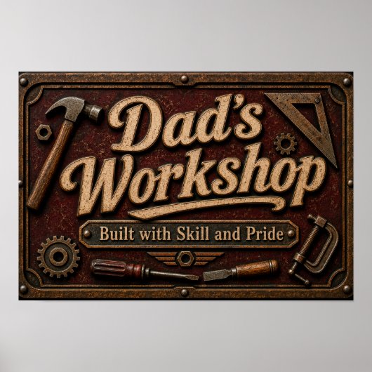 Vaderdag garageborden voor papa poster (Voorkant)