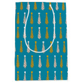 Vaderdag | Geel en Blauwgroen blauw stropdas Medium Cadeauzakje (Voorkant)