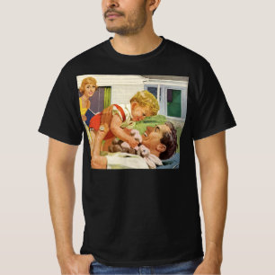 vaderdag, gelukkige familie in de voorsteden t-shirt