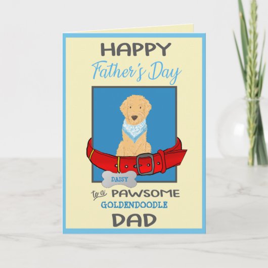 Vaderdag gepersonaliseerd door Goldendoodle Dog Feestdagen Kaart (Voorkant)