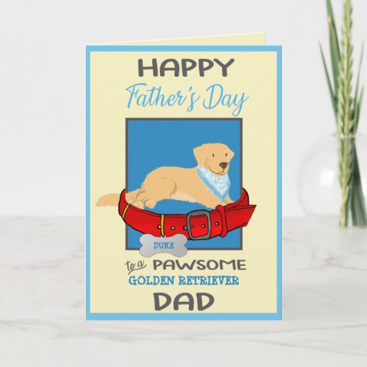 Vaderdag gepersonaliseerd van Golden Retriever Dog Feestdagen Kaart (Voorkant)