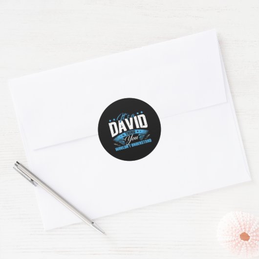 Vaderdag gepersonaliseerde David Naam Verjaardag Ronde Sticker (Envelop)