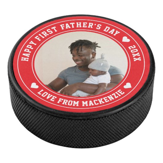 Vaderdag gepersonaliseerde foto en tekst hockey puck (3/4)