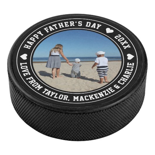 Vaderdag gepersonaliseerde foto en tekst hockey puck (3/4)