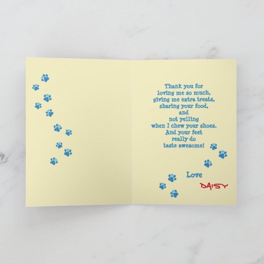 Vaderdag gepersonaliseerde gele labrador retriever feestdagen kaart (Binnen)