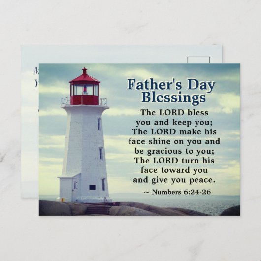 Vaderdag, getallen 6:24 vuurtoren briefkaart (Voorkant / Achterkant)