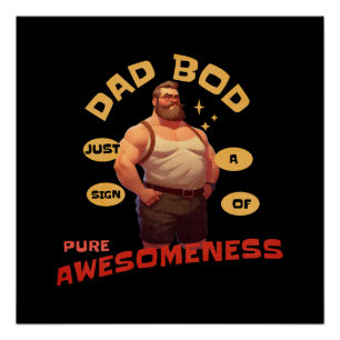 Vaderdag Gift Dad Bod Geweldige Perfect Poster