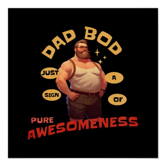 Vaderdag Gift | Dad Bod Geweldige Perfect Poster (Voorkant)
