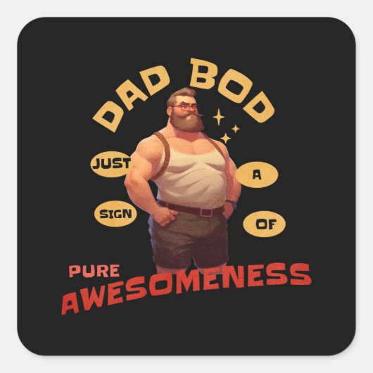 Vaderdag Gift | Dad Bod Geweldige Vierkante Sticker (Voorkant)