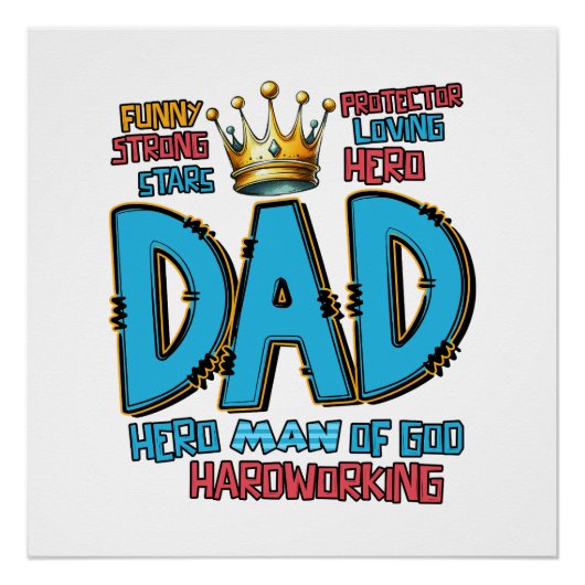 Vaderdag Gift | Hero Man van God Perfect Poster (Voorkant)