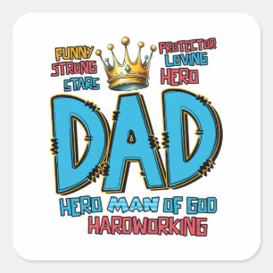 Vaderdag Gift Hero Man van God Vierkante Sticker