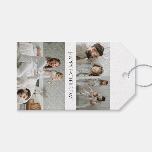 Vaderdag Gift Label met 3 foto's en aangepaste tek Cadeaulabel (Voorkant (Horizontaal))