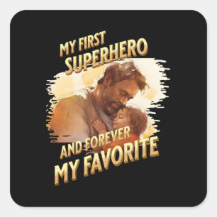 Vaderdag Gift Mijn eerste superheld Vierkante Sticker