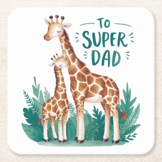 Vaderdag Gift | Naar Super Dad Kartonnen Onderzetters (Voorkant)