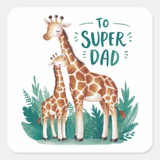 Vaderdag Gift | Naar Super Dad Vierkante Sticker (Voorkant)