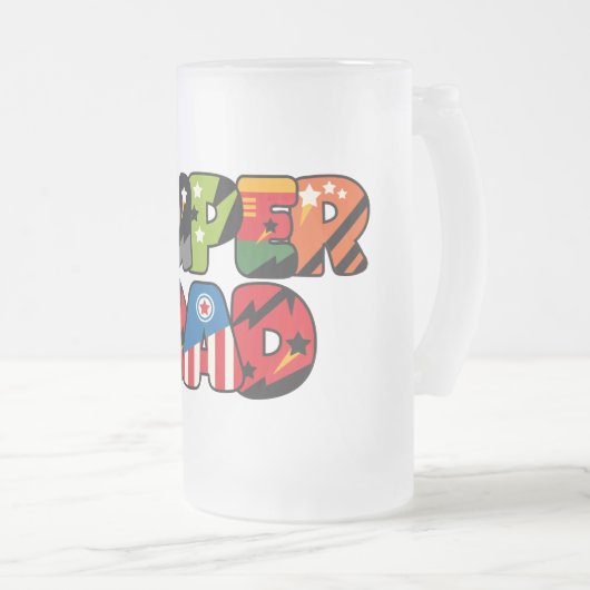 Vaderdag Gift Superheld Superheld Super Pap Matglas Bierpul (Voorkant rechts)