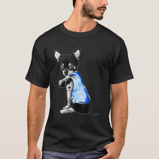 vaderdag Gifts Chihuahua Dog Tattoo Ik hou van pap T-shirt (Voorkant)