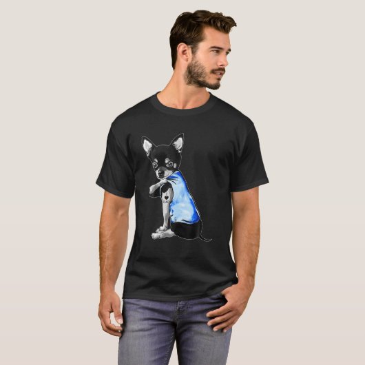 vaderdag Gifts Chihuahua Dog Tattoo Ik hou van pap T-shirt (Voorkant volledig)