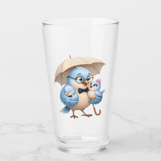 Vaderdag Glas | Leuke Vader Vogel Design (Achterkant)