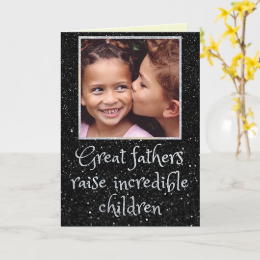 Vaderdag Glitter-fotokaart Kaart (Gele Bloem)