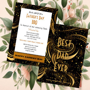 Vaderdag Gold Leafy Swirls Fun Curls BBQ Party Kaart