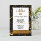 Vaderdag Gold Leafy Swirls Fun Curls BBQ Party Kaart (Staand voorkant)