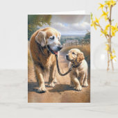 Vaderdag Golden Retrievers Kaart (Gele Bloem)