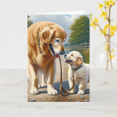 Vaderdag Golden Retrievers Kaart (Gele Bloem)