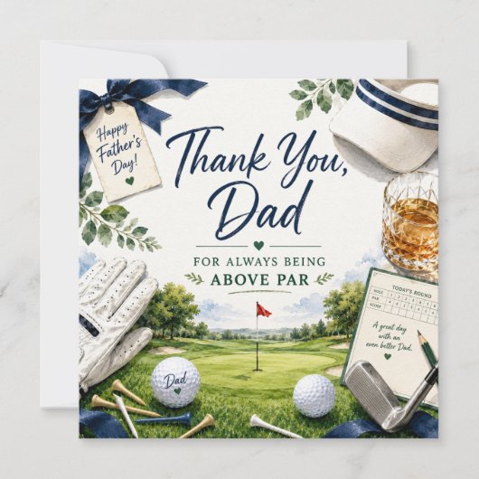 Vaderdag Golf Bedankkaart voor Papa Golfer (Voorkant)