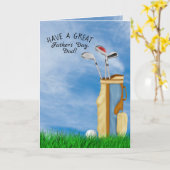 Vaderdag-golfbal en tas in gras kaart (Gele Bloem)