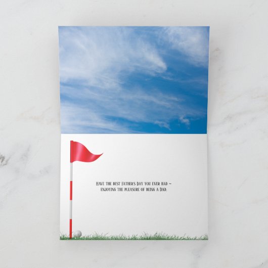 Vaderdag golfbal op t-shirt kaart (Binnen)