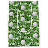 Vaderdag Golfballen op Grass Medium Gift Bag Cadeauzakje (Achterkant)