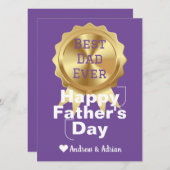 Vaderdag, gouden medaille waardering, eenvoudig feestdagenkaart (Voorkant / Achterkant)