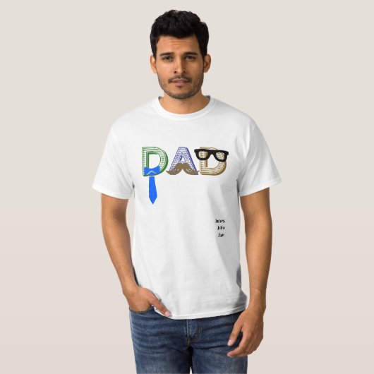 Vaderdag Grappige vader aangepaste namen T-shirt (Voorkant volledig)