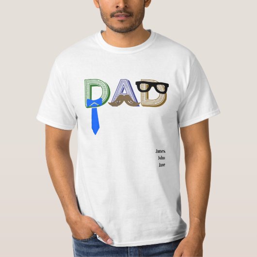 Vaderdag Grappige vader aangepaste namen T-shirt (Voorkant)