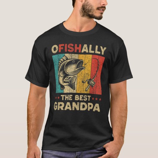 Vaderdag Grappige Vissen Ofishally De Beste Grootv T-shirt (Voorkant)
