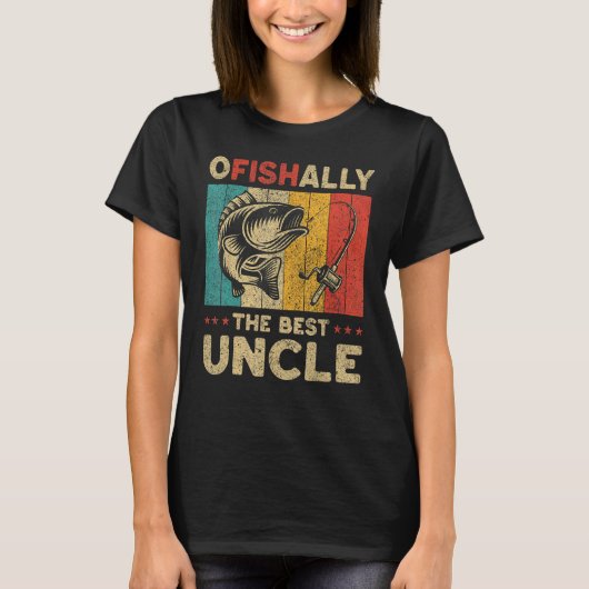 Vaderdag Grappige Vissen Ofishally De Beste Oom T-shirt (Voorkant)