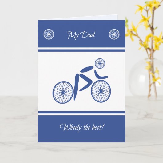 Vaderdag grappige wielrensport kaart (Gele Bloem)