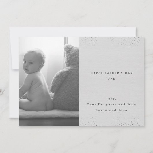 Vaderdag Gray Modern Foto van Designer Script Aankondiging (Achterkant)