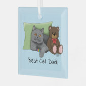 Vaderdag Grey Cat Glas Ornament (Voorkant links)