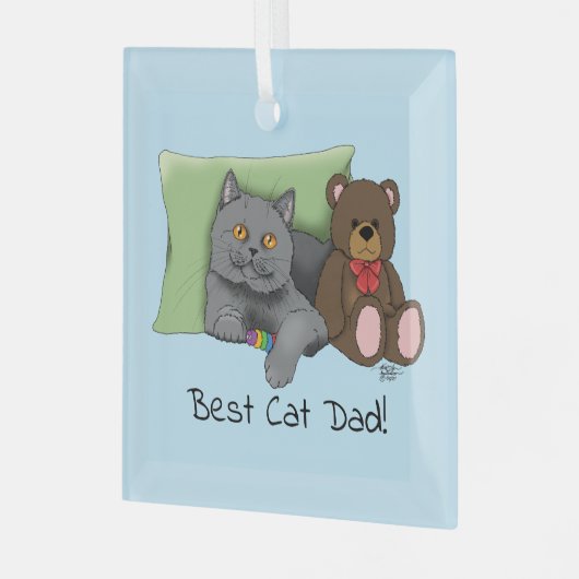 Vaderdag Grey Cat Glas Ornament (Voorkant links)