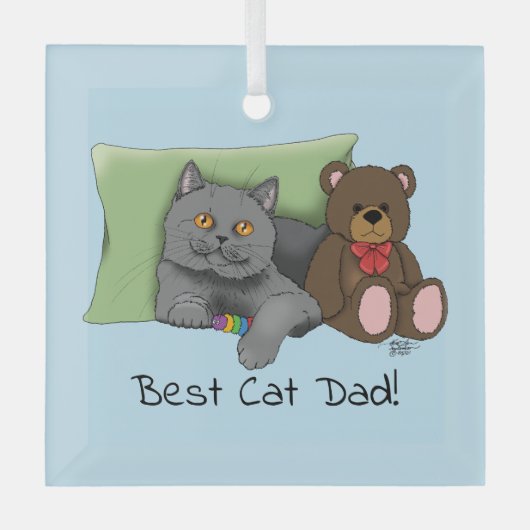 Vaderdag Grey Cat Glas Ornament (Voorkant)